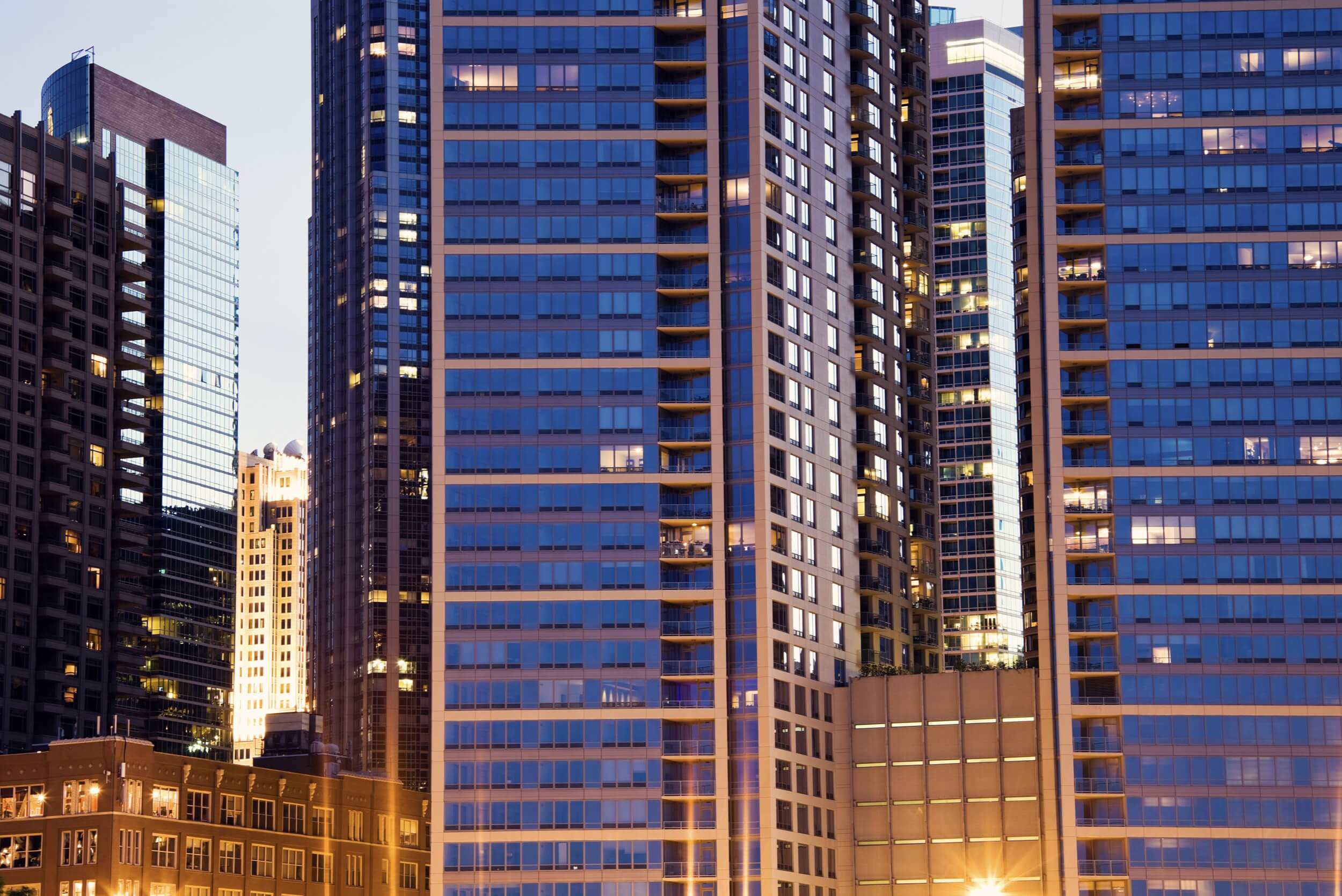 City skyline showing modern office buildings