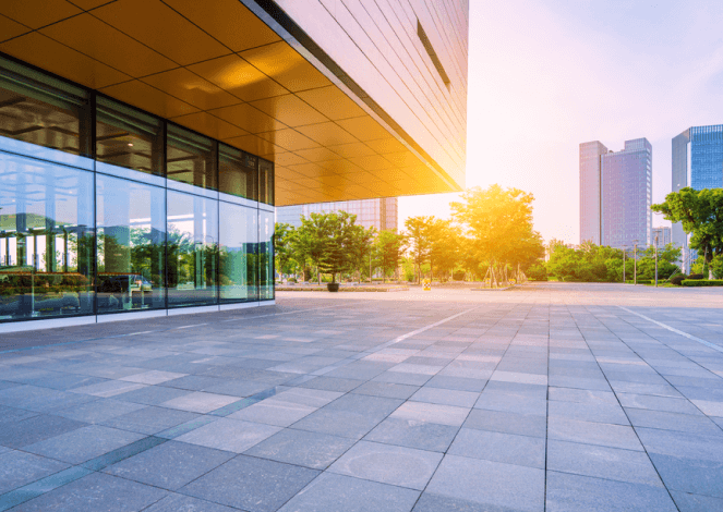 Office building at dawn
