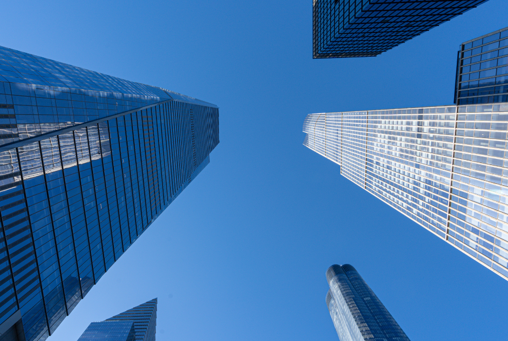 street view towering skylines